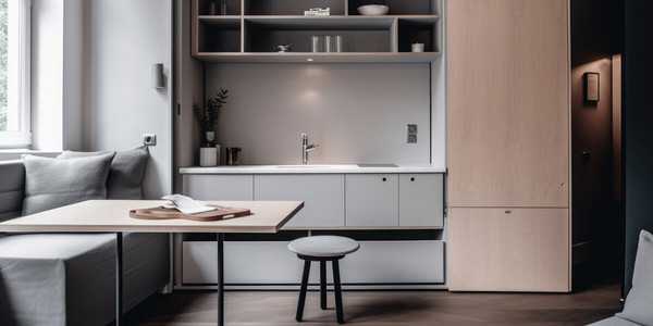 Modernes Wohnzimmer einer Mikrowohnung