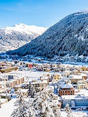 Aussicht über die Immobilien in Davos