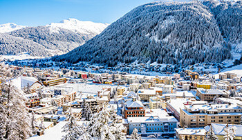 Aussicht über die Immobilien in Davos