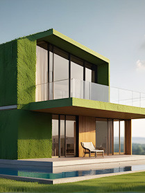 Casa verde con piscina in campagna