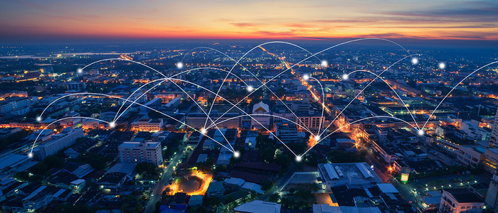 Stadt vernetzt durch Technologie