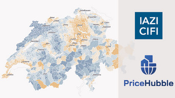 Carte de la Suisse avec IAZI CIFI PriceHubble Logo