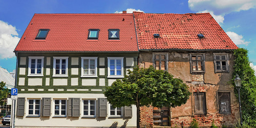 Altbau vor und nach Sanierung