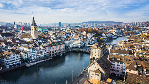 Zürich Stadt aus der Vogelperspektive