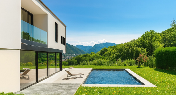 Haus mit Garten Frühling