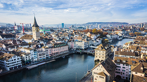 Zürich Stadt aus der Vogelperspektive