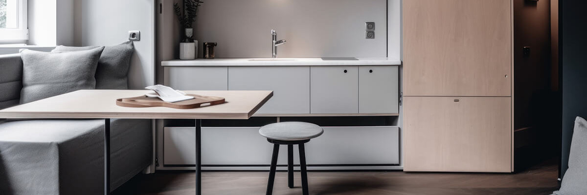 Modernes Wohnzimmer einer Mikrowohnung